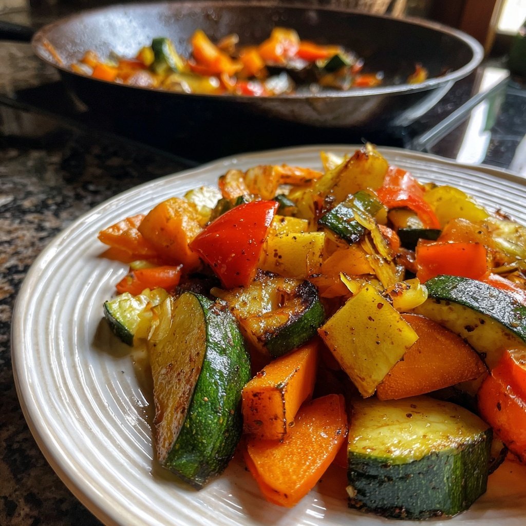 Abendessen mit Gemüsepfanne