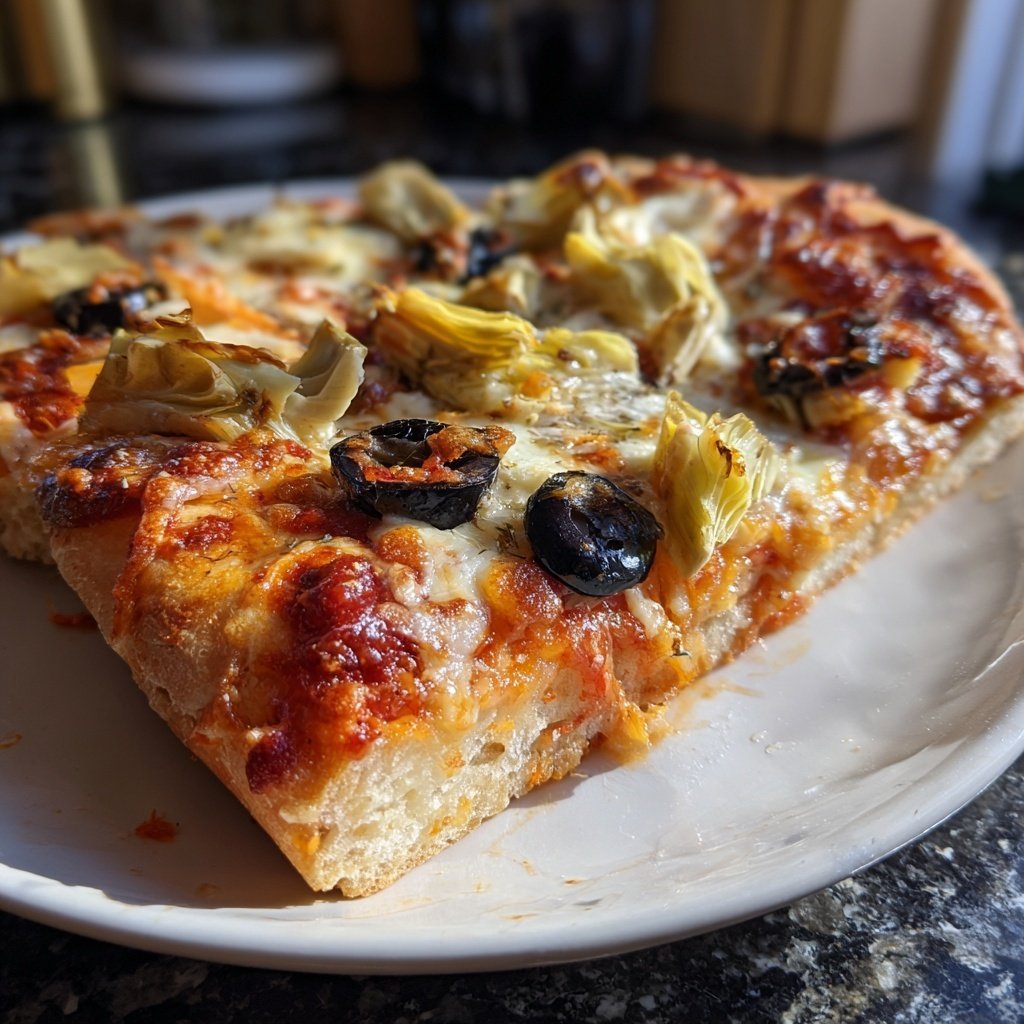 Pizza mit Artischocken und Oliven