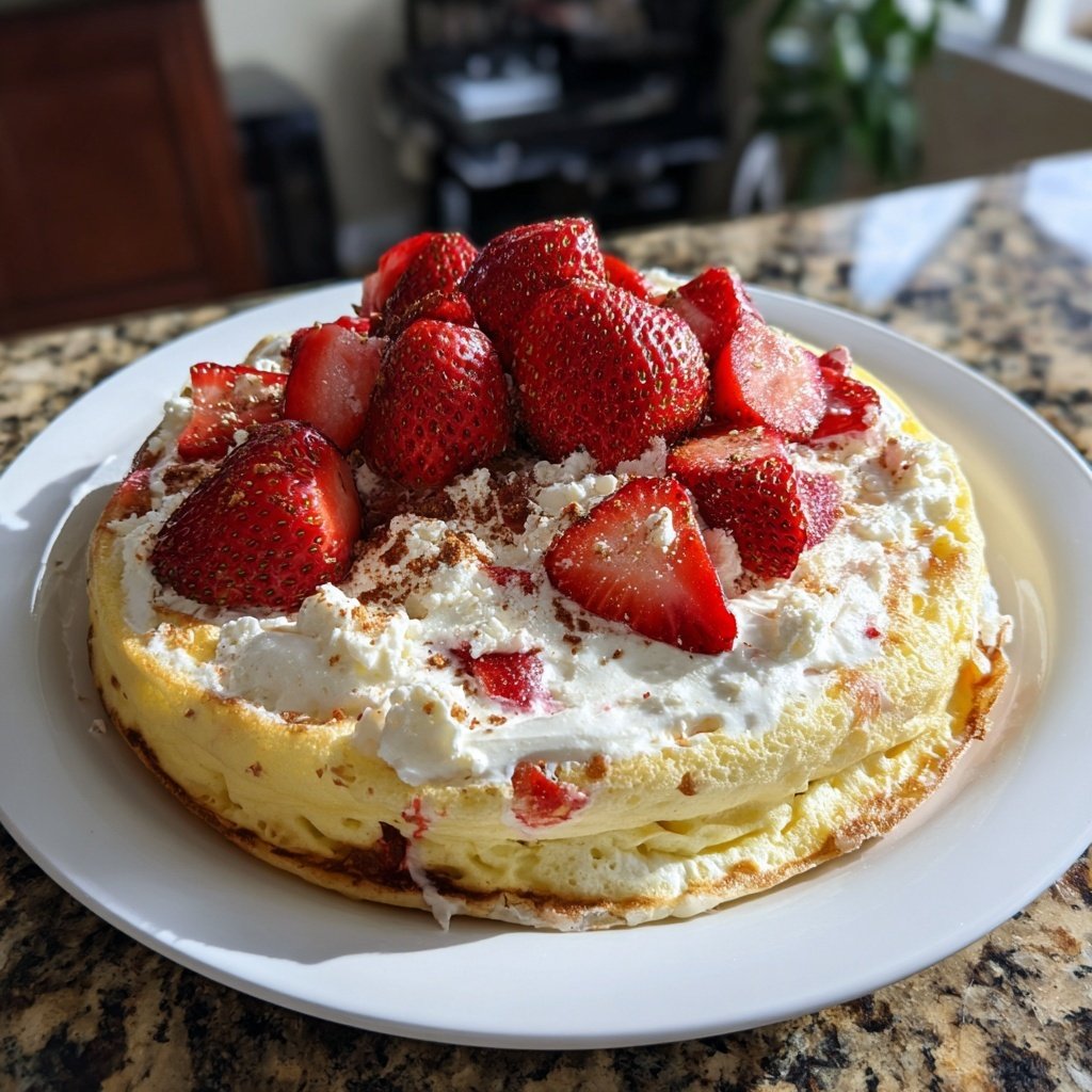 Pfannkuchen mit Quark und Erdbeeren