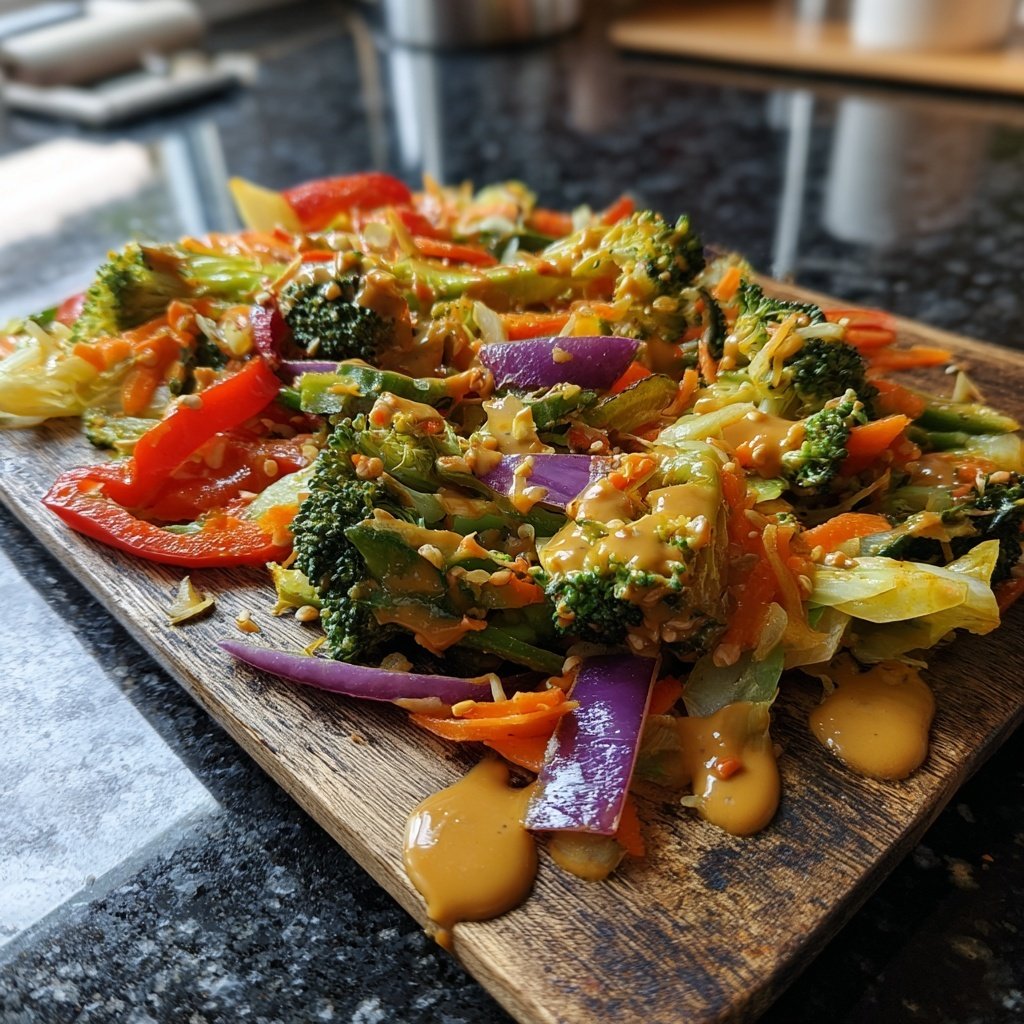 Gemüsepfanne mit Erdnusssauce