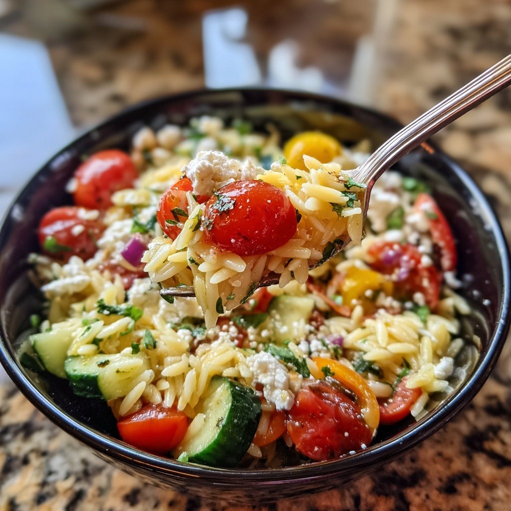Griechischer Orzo Nudelsalat