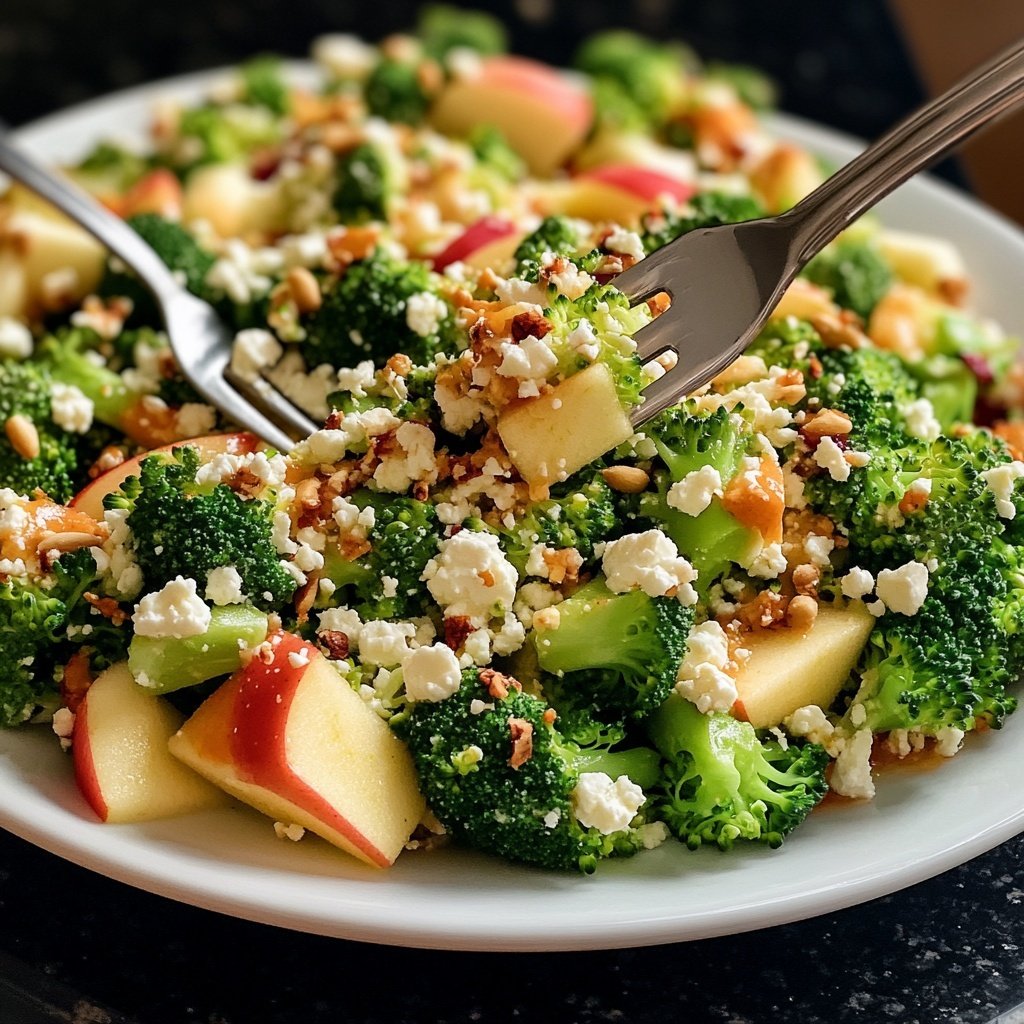 Brokkoli-Salat mit Äpfeln, Nüssen & Feta – Knackig & frisch