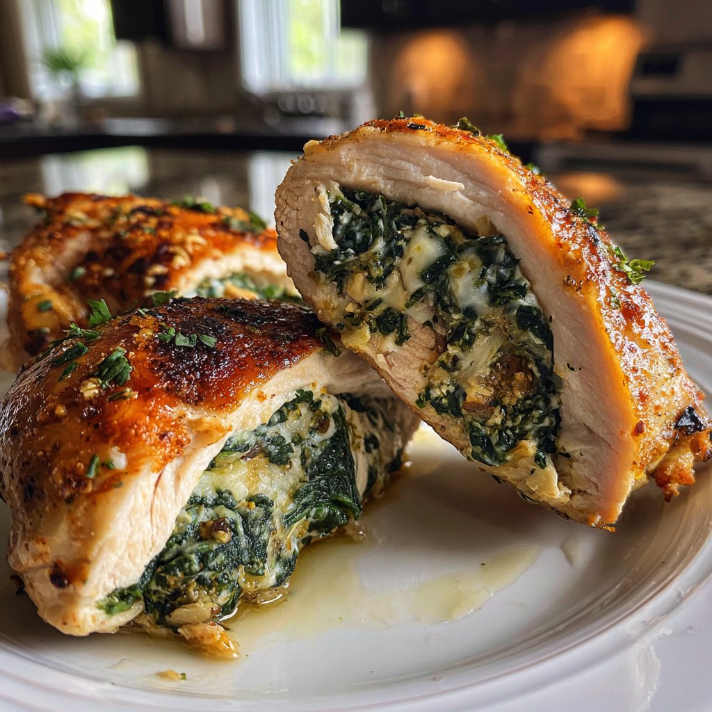 Gefüllte Hähnchenbrust mit Spinat